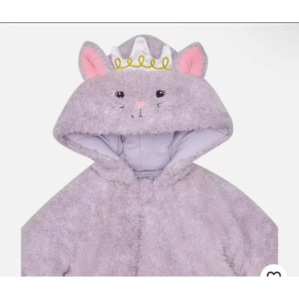 Koala Baby 6-9 m Purple Snowsuit Cat Hooded 1-Piece Plush Pram Faux Fur Bunting